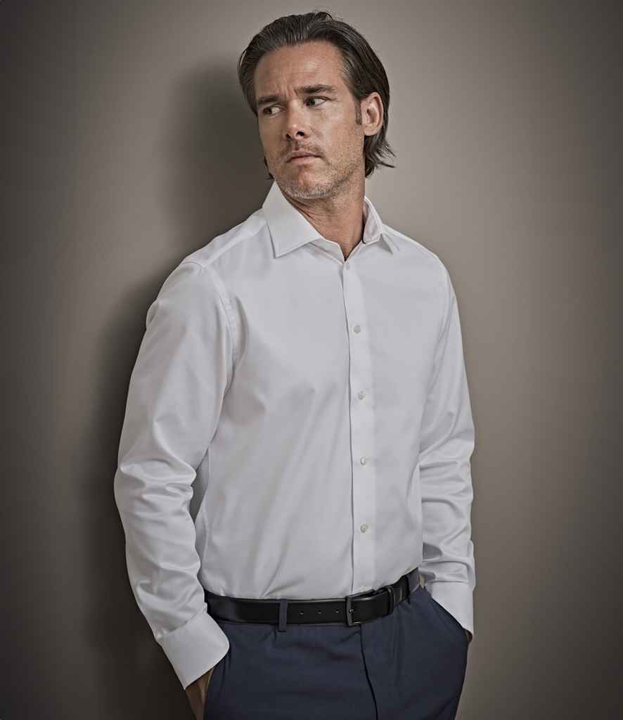 Tee Jays Luxury Comfort Fit Long Sleeve Oxford Shirt | White - Eg Clothing UK