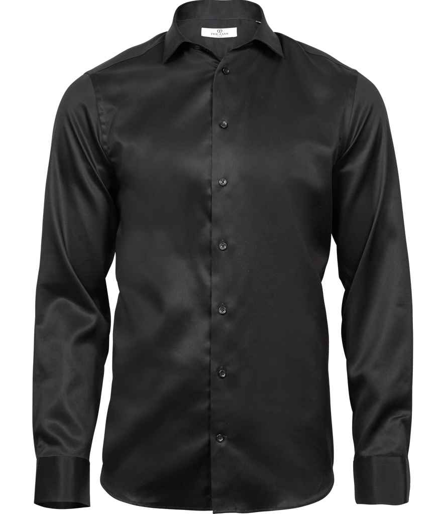 Tee Jays Luxury Slim Fit Long Sleeve Oxford Shirt | Black - Eg Clothing UK