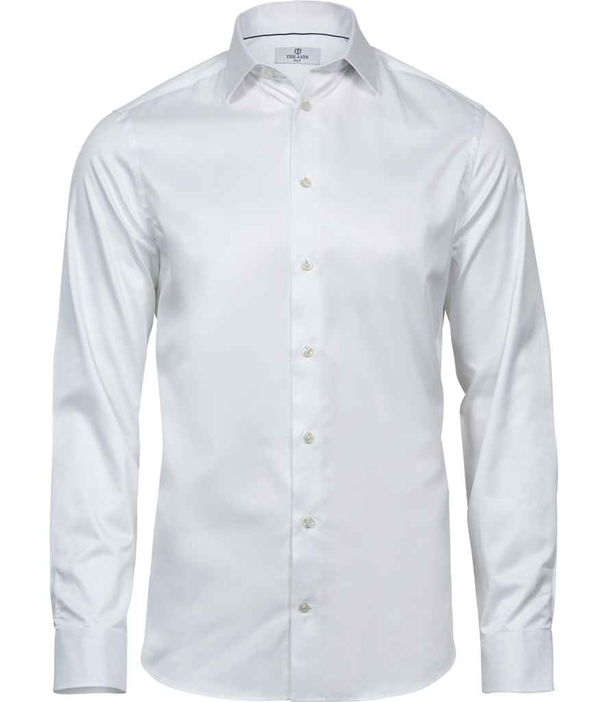 Tee Jays Luxury Slim Fit Long Sleeve Oxford Shirt | White - Eg Clothing UK