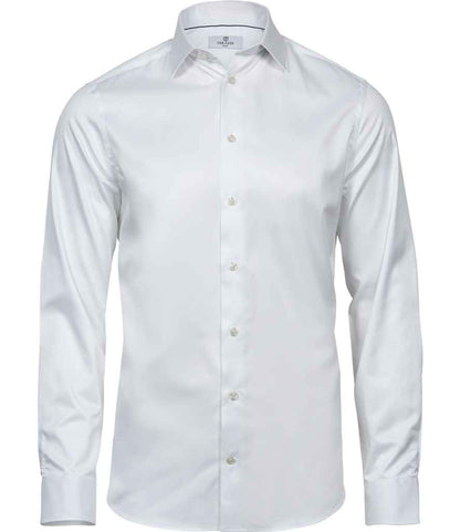 Tee Jays Luxury Slim Fit Long Sleeve Oxford Shirt | White - Eg Clothing UK