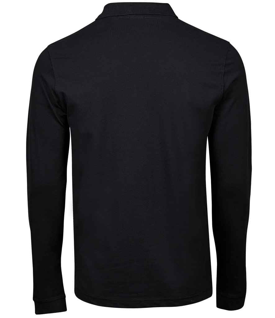 Tee Jays Luxury Stretch Long Sleeve Polo Shirt | Black - Eg Clothing UK