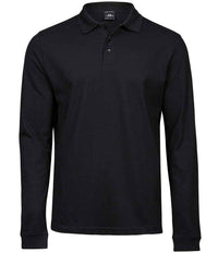 Tee Jays Luxury Stretch Long Sleeve Polo Shirt | Black - Eg Clothing UK