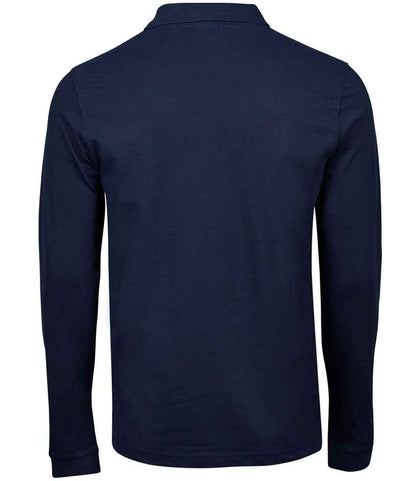 Tee Jays Luxury Stretch Long Sleeve Polo Shirt | Navy - Eg Clothing UK