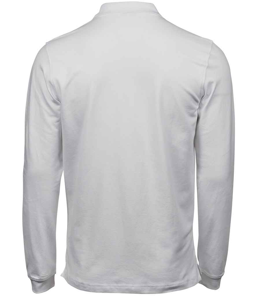 Tee Jays Luxury Stretch Long Sleeve Polo Shirt | White - Eg Clothing UK