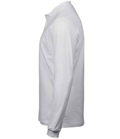 Tee Jays Luxury Stretch Long Sleeve Polo Shirt | White - Eg Clothing UK