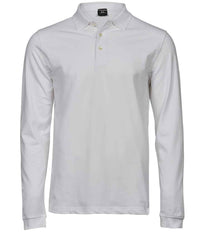 Tee Jays Luxury Stretch Long Sleeve Polo Shirt | White - Eg Clothing UK