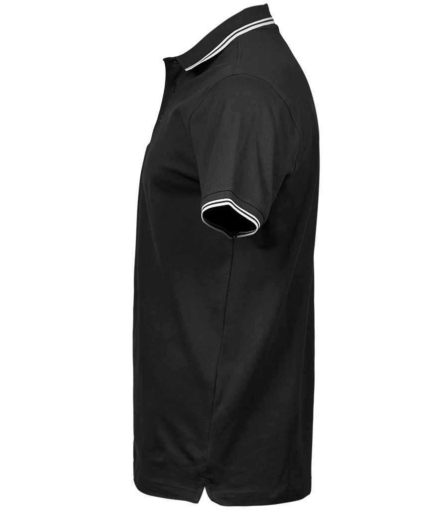 Tee Jays Luxury Stretch Tipped Polo Shirt | Black/White - Eg Clothing UK