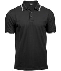 Tee Jays Luxury Stretch Tipped Polo Shirt | Black/White - Eg Clothing UK