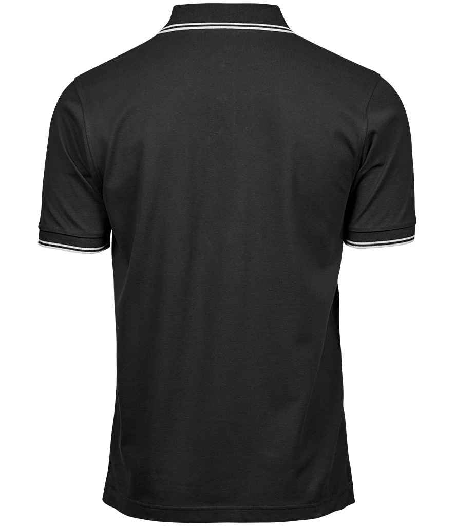 Tee Jays Luxury Stretch Tipped Polo Shirt | Black/White - Eg Clothing UK