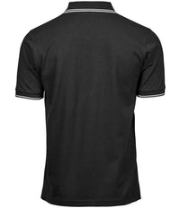 Tee Jays Luxury Stretch Tipped Polo Shirt | Black/White - Eg Clothing UK