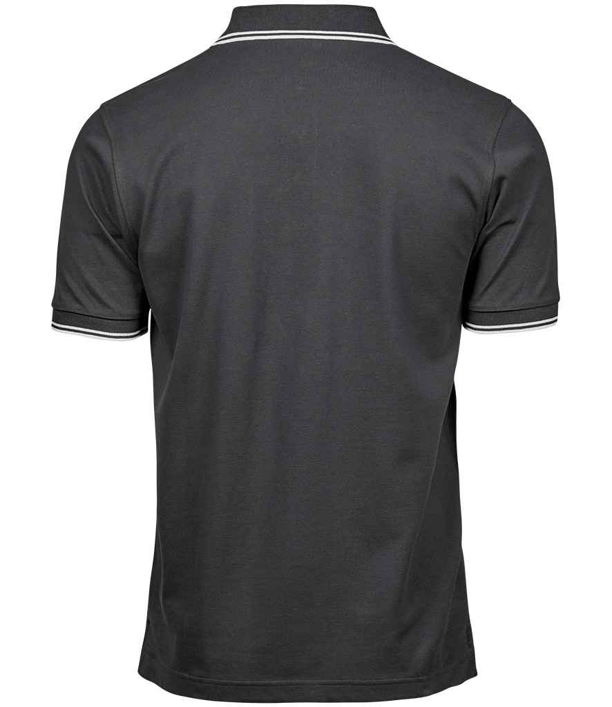 Tee Jays Luxury Stretch Tipped Polo Shirt | Dark Grey/White - Eg Clothing UK