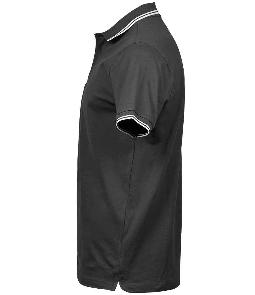 Tee Jays Luxury Stretch Tipped Polo Shirt | Dark Grey/White - Eg Clothing UK