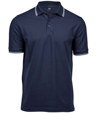 Tee Jays Luxury Stretch Tipped Polo Shirt | Navy/White - Eg Clothing UK