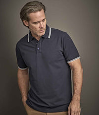 Tee Jays Luxury Stretch Tipped Polo Shirt | Navy/White - Eg Clothing UK