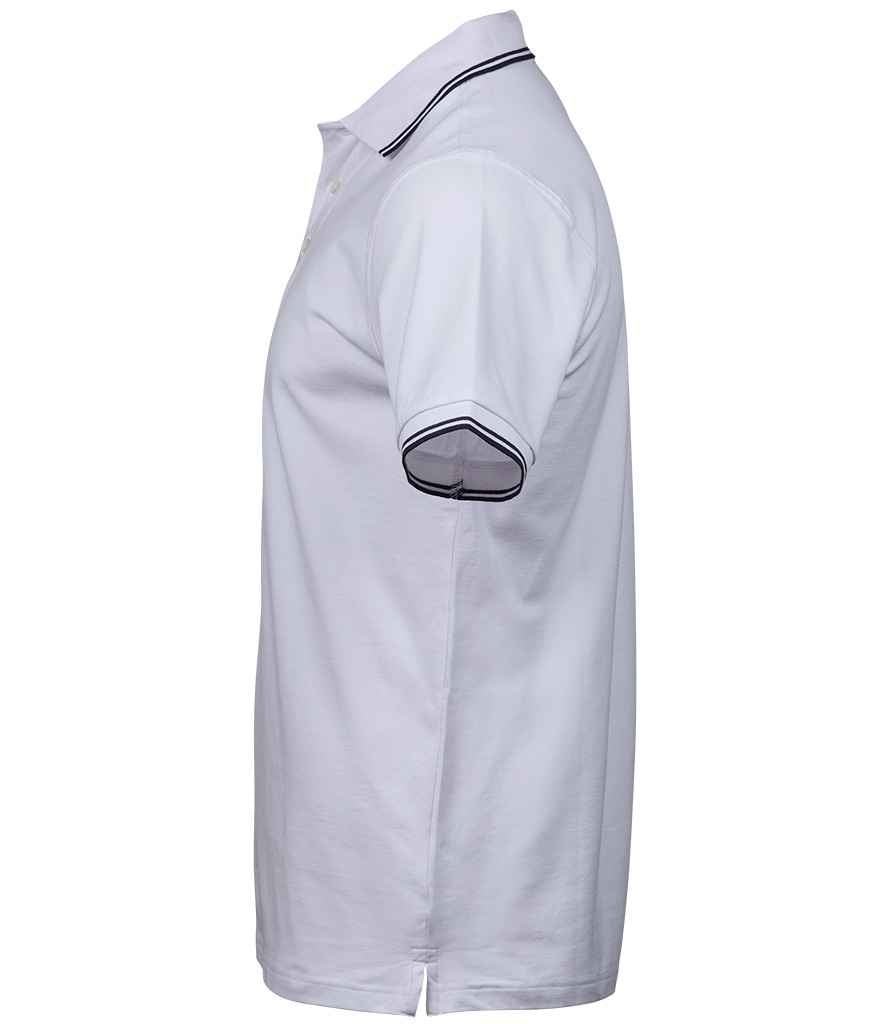 Tee Jays Luxury Stretch Tipped Polo Shirt | White/Navy - Eg Clothing UK