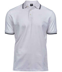 Tee Jays Luxury Stretch Tipped Polo Shirt | White/Navy - Eg Clothing UK