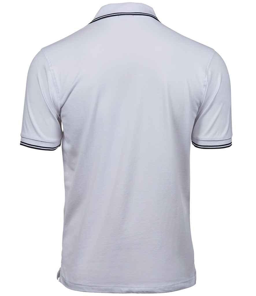 Tee Jays Luxury Stretch Tipped Polo Shirt | White/Navy - Eg Clothing UK