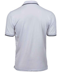 Tee Jays Luxury Stretch Tipped Polo Shirt | White/Navy - Eg Clothing UK