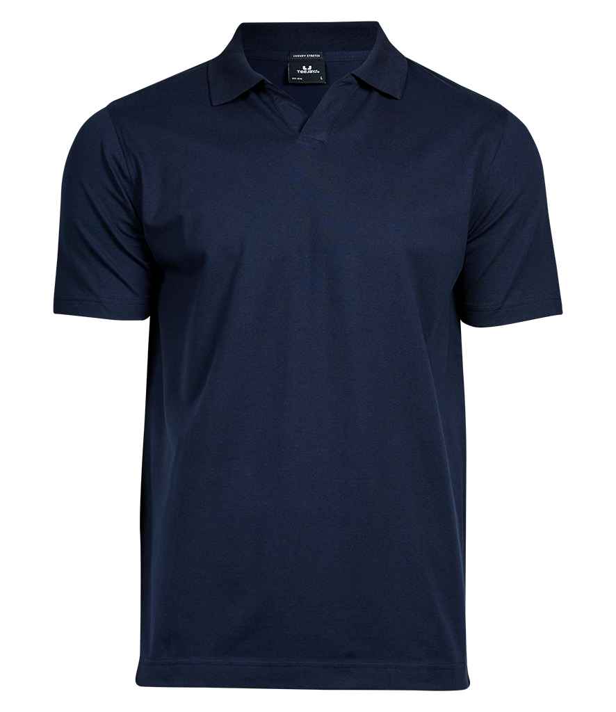Tee Jays Luxury Stretch V Neck Polo Shirt | Navy - Eg Clothing UK
