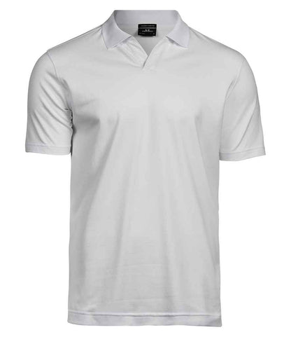 Tee Jays Luxury Stretch V Neck Polo Shirt | White - Eg Clothing UK