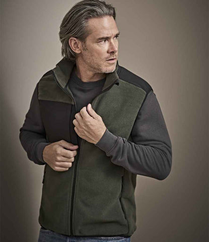 Tee Jays Mountain Fleece Bodywarmer | Deep Green/Black - Eg Clothing UK