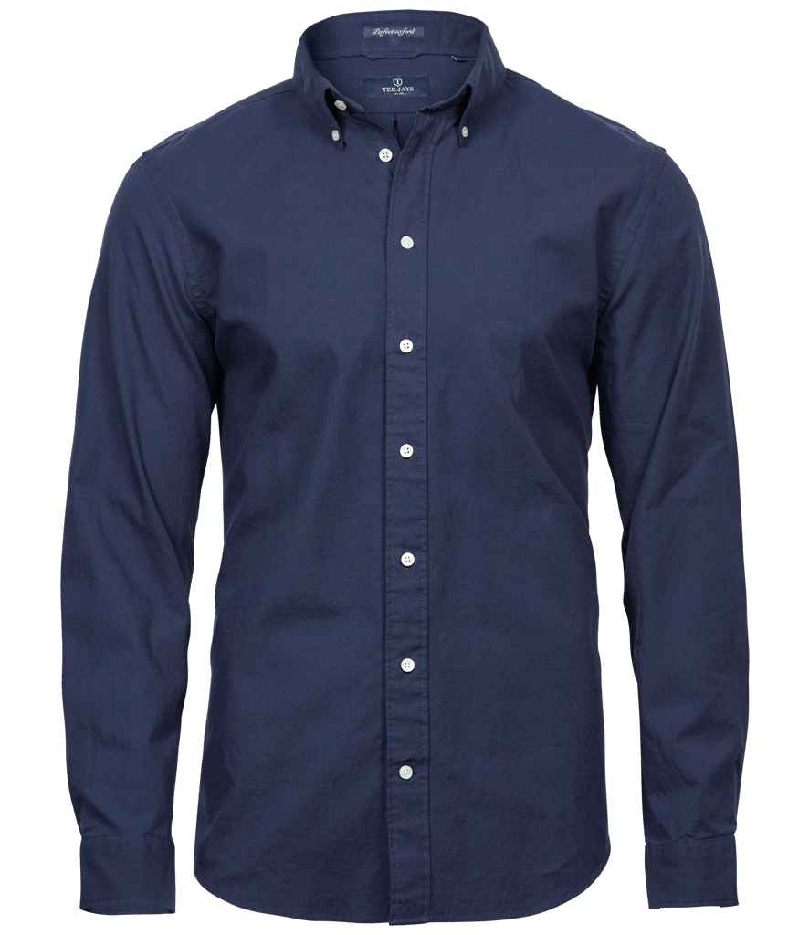 Tee Jays Perfect Long Sleeve Oxford Shirt | Navy - Eg Clothing UK