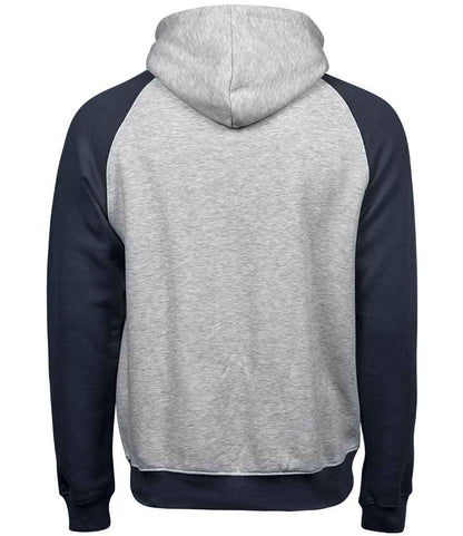 Tee Jays Two Tone Raglan Hooded Sweatshirt | Heather Grey/Navy - Eg Clothing UK