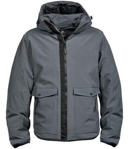 Tee Jays Urban Adventure Shell Jacket Space Grey with detachable hood contrast black zip trim dual-entry patch pockets
